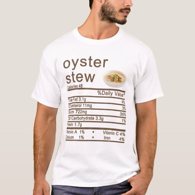 T-shirt Oyster Stew valeur nutritive Étiquette Thanksgivin (Devant)