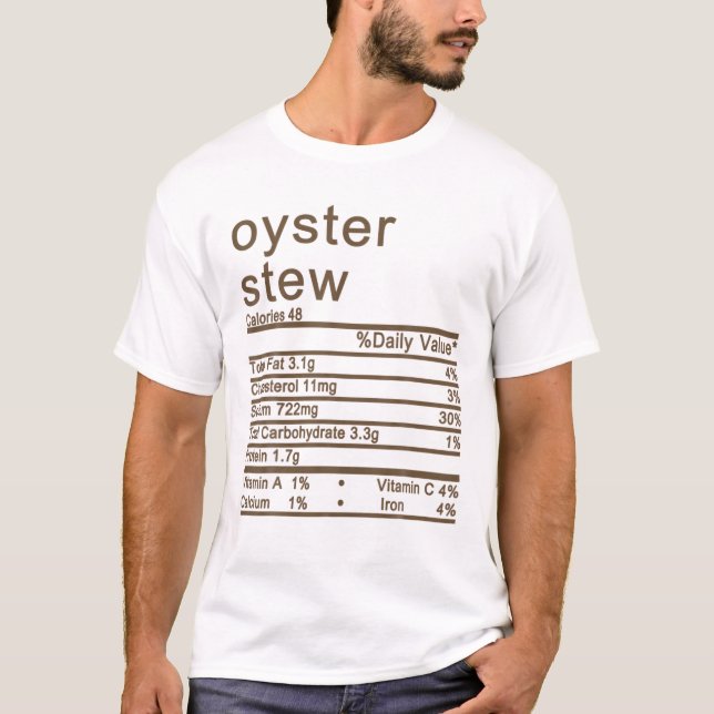 T-shirt Oyster Stew valeur nutritive Étiquette Thanksgivin (Devant)