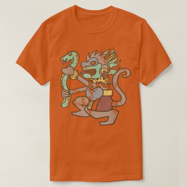 T-shirt Ozomahtli Meican Aztec singe Dieu (Design devant)