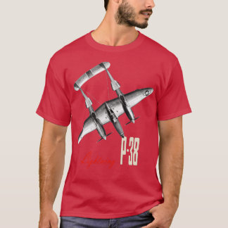 T-shirt P38 Lightning avion de chasse de la seconde guerre