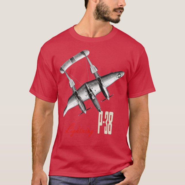 T-shirt P38 Lightning avion de chasse de la seconde guerre (Devant)