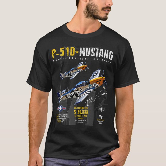 T-shirt P51 Mustang 2ÈME GUERRE MONDIALE Avion de chasse (Devant)
