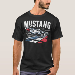 T-shirt P51 Mustang - Rouge, Blanc et Bleu