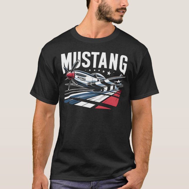 T-shirt P51 Mustang - Rouge, Blanc et Bleu (Devant)