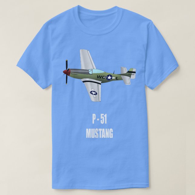 T-SHIRT P51 MUSTANG WORLD WAR II MILITARY AIRPLANE SHIRT  (Design devant)