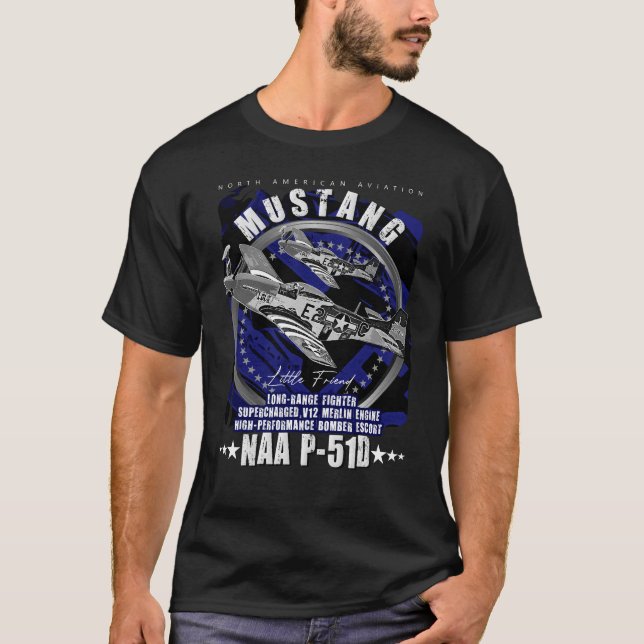 T-shirt P-51 Mustang North American Aviation 2ÈME GUERRE M (Devant)