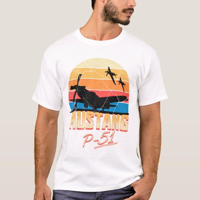 T-shirt P-51 Mustang Warbird - Cadeaux Pilotes (Devant)
