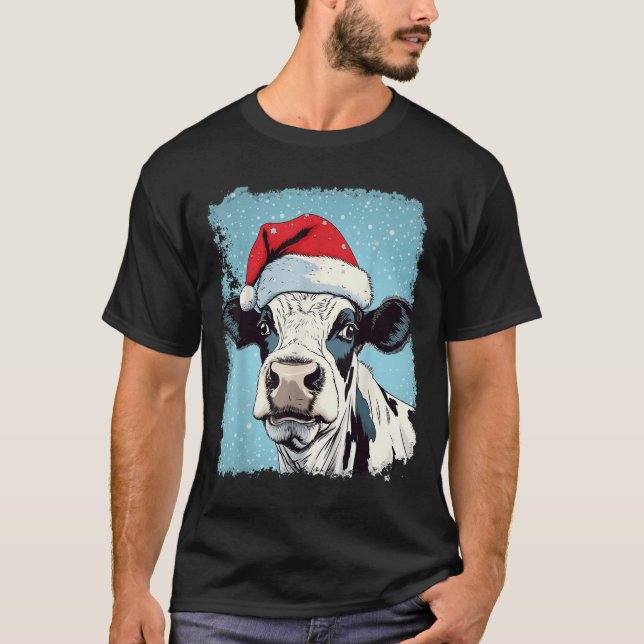 T-shirt P Art Colorful Cow Christmas  (Devant)