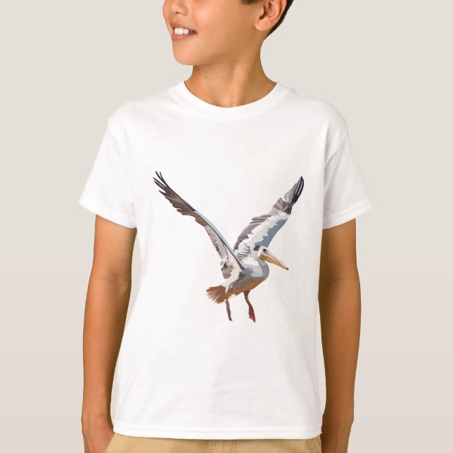 T-shirt P est pour Pélican à dos rose (Devant)