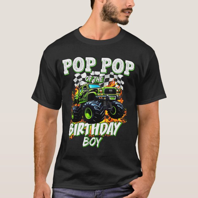 T-shirt P P Of The Birthday Boy Monster Truck Birthday Kid (Devant)