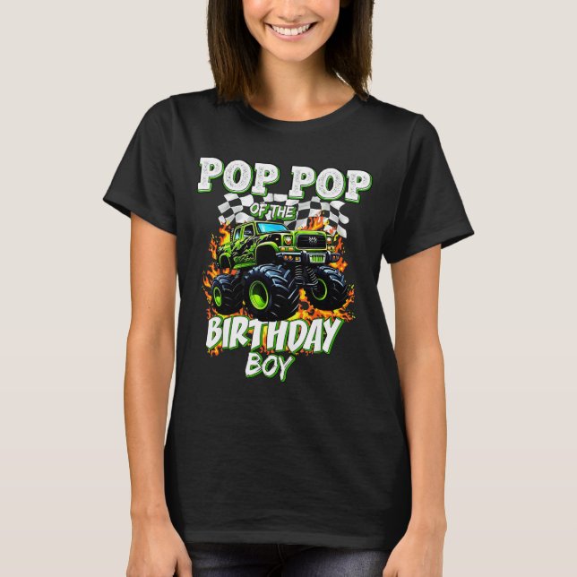 T-shirt P P Of The Birthday Boy Monster Truck Birthday Kid (Devant)