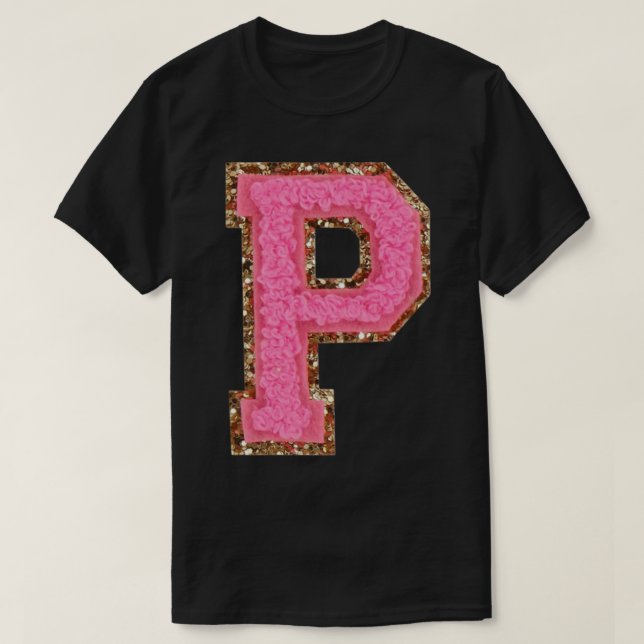 T-shirt P - Parties scintillant Bubblegum Varsity Lettre P (Design devant)