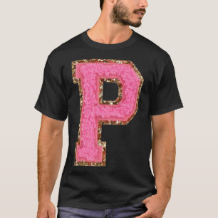 T-shirt P - Parties scintillant Bubblegum Varsity Lettre P
