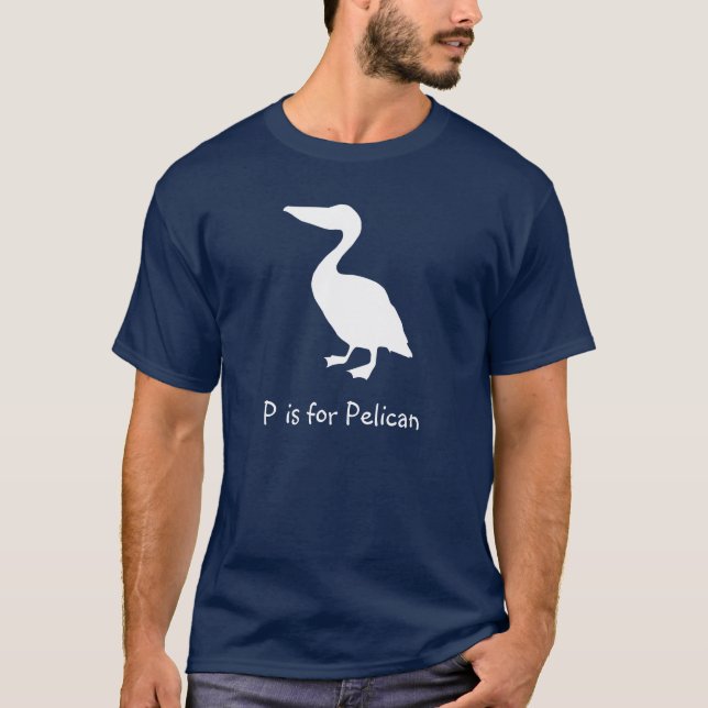 T-shirt P pour silhouette blanche de Pélican (Devant)