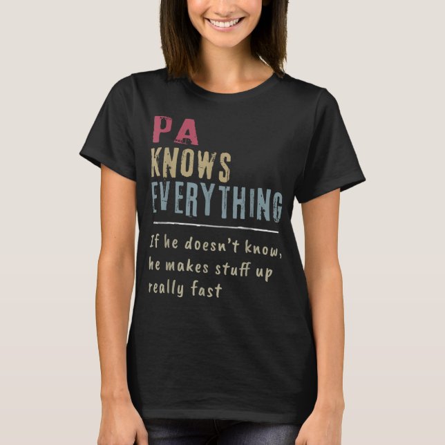T-shirt Pa Know Everything - Grand-père Cadeau (Devant)