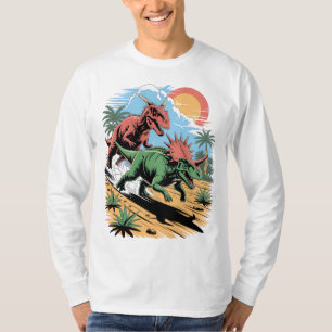 T-shirt Pachyrhinosaurus courir après un Carnotaurus