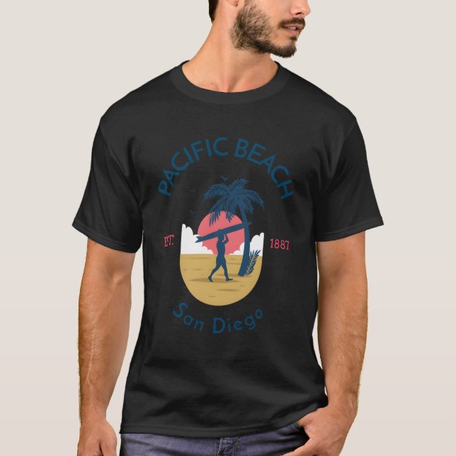 T-shirt Pacific Beach San Diego Californie Surf (Devant)
