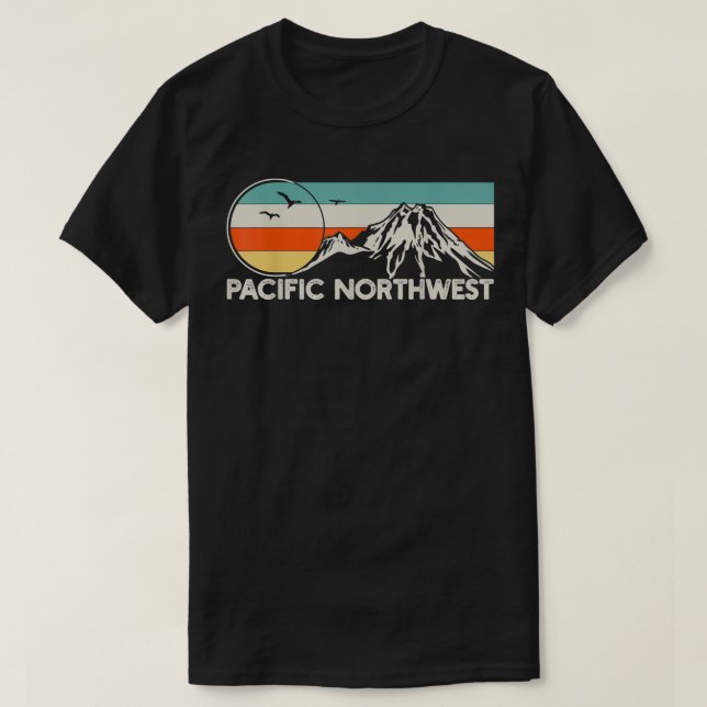 T-shirt Pacific Northwest Mountain Retro (Design devant)