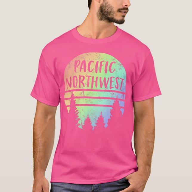 T-shirt Pacific Northwest Patiné Rainbow Randonnée Camping (Devant)