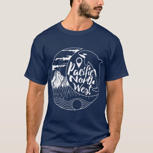 T-shirt Pacifique Nord-Ouest Orca Whalers Tree Mountain Oc (Devant)