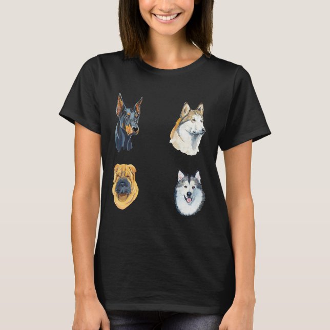 T-shirt Pack de malamute Husky Doberman Charpei 263 (Devant)