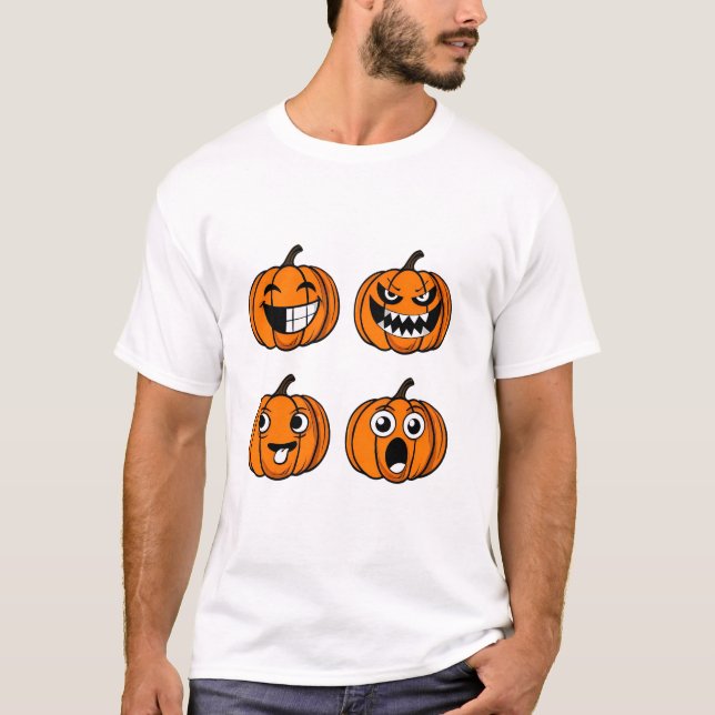 T-shirt Pack visage Citrouille Halloween gras (Devant)