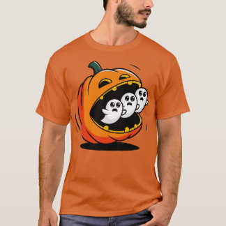 T-shirt PacMan Citrouille Mangeant des Fantômes