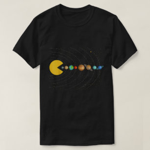 T-shirt Pacman système solaire Graphique de jeux spatiau