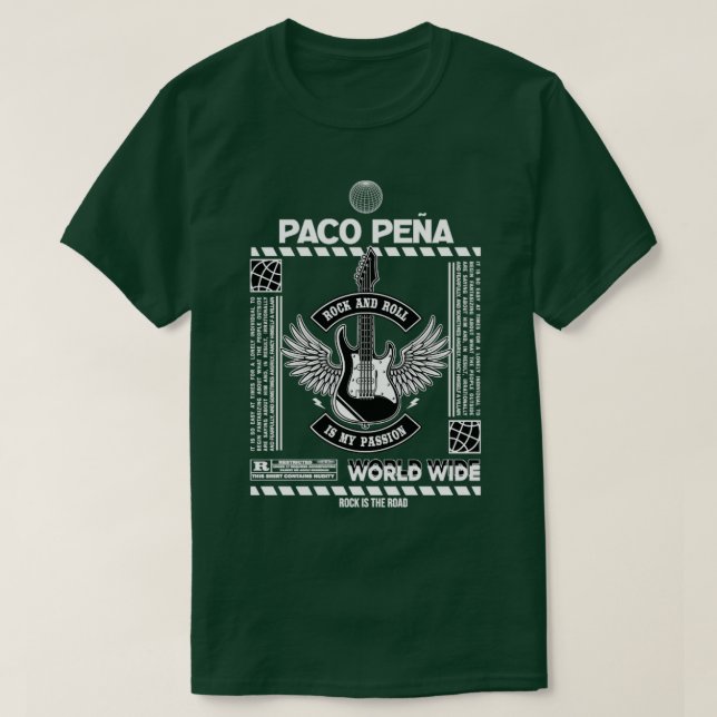 T-shirt Paco Pena Rock And Roll est ma passion (Design devant)