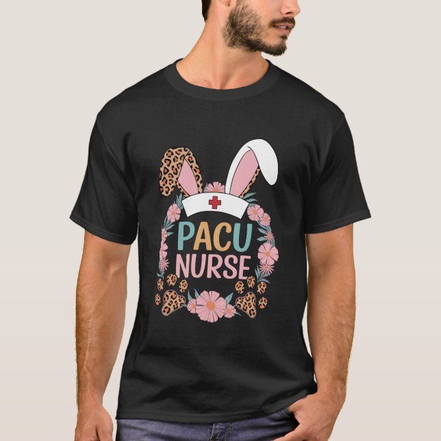 T-shirt PACU Nurse Happy Happy Leopard Bunny de Pâques (Devant)
