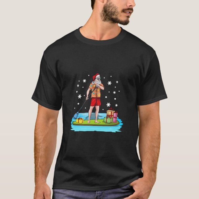 T-shirt Paddle Board Hawaiian Christmas Santa Claus Mele (Devant)