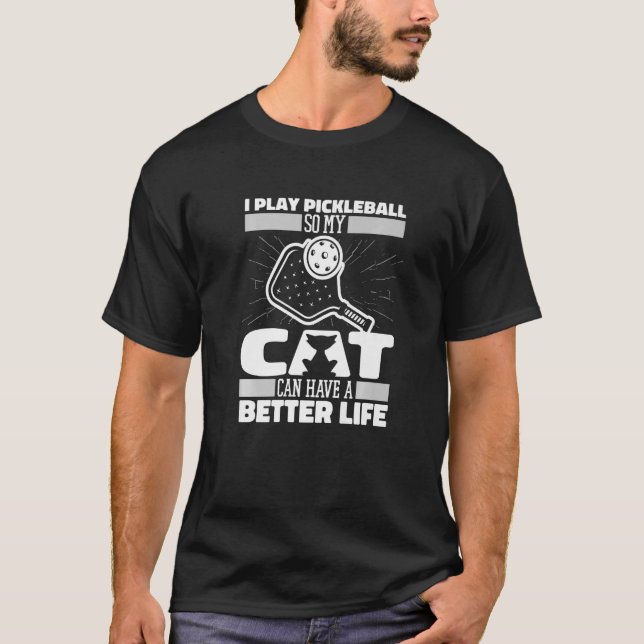 T-shirt Paddle Chat Sport Pickleball Pickleball (Devant)