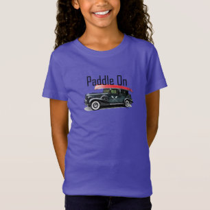 T-Shirt Paddle On Classic Car Design - Girls' Fine Jersey