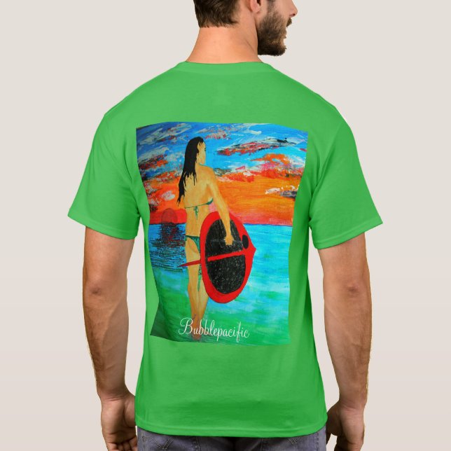 T-shirt Paddle pension aube fille coucher de soleil (Dos)