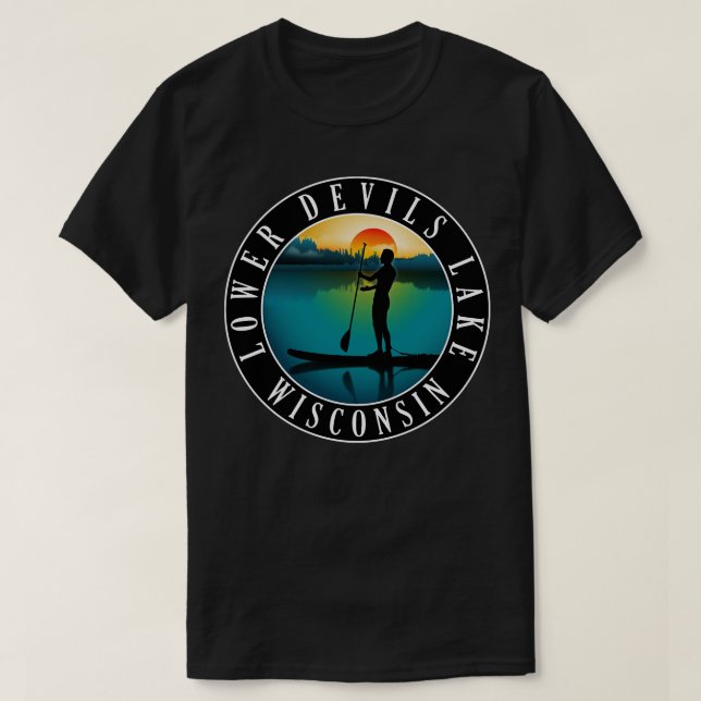 T-shirt Paddleboard du lac Lower Devils Lake Wisconsin (Design devant)