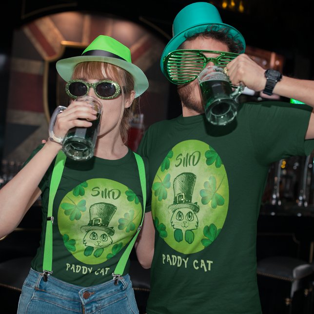 T-shirt Paddy Chat Shamrock St Patrick's Chat Monogrammed (Paddy Cat Shamrocks St Patrick's Cat Monogrammed T-Shirt)