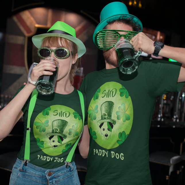 T-shirt Paddy Dog Shamrock St Patrick's Dog Monogrammed (Paddy Dog Shamrocks St Patrick's Dog Monogrammed T-Shirt)