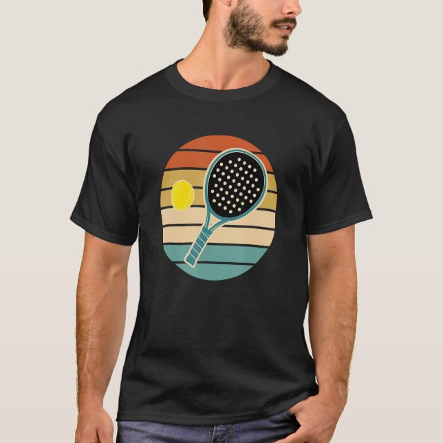 T-shirt Padel Retro Sunset Paddle avec balle (Devant)