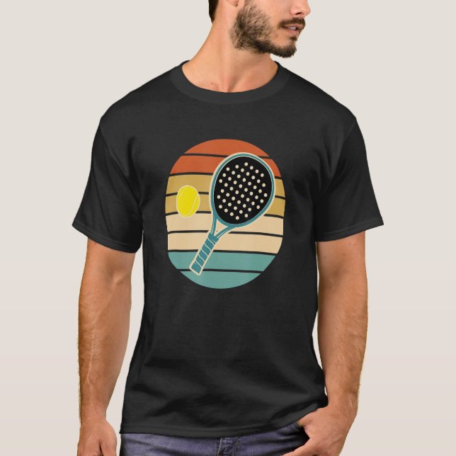 T-shirt Padel Retro Sunset Paddle avec balle (Devant)
