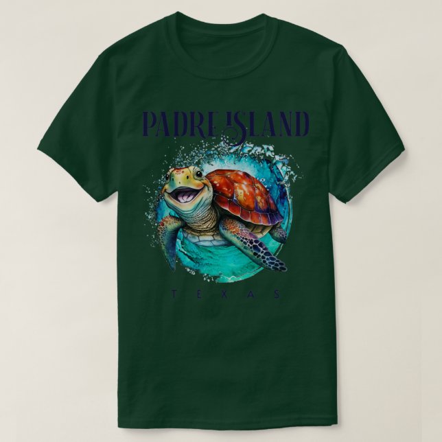 T-shirt Padre Island Texas Aquarelle Joyeuse tortue de mer (Design devant)