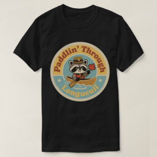 T-shirt Pagayer à travers Longueuil avec un raton laveur a