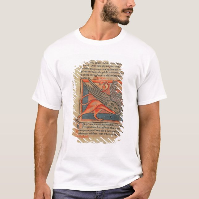 T-shirt Page de texte avec une illustration d'un griffon (Devant)