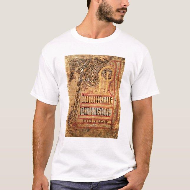 T-shirt Page initiale des évangiles de Lichfield, c.720 (Devant)