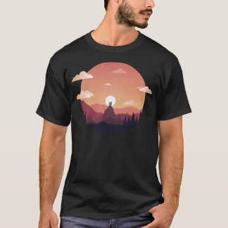 T-shirt Pagode du coucher de soleil actif