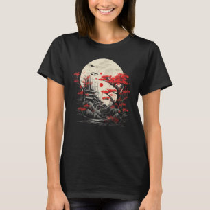 T-shirt Pagode du coucher de soleil Art japonais Mont Fuji