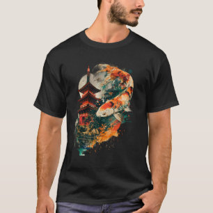 T-shirt Pagode Koi Amoureux de l'étang japonais Carpe Koi