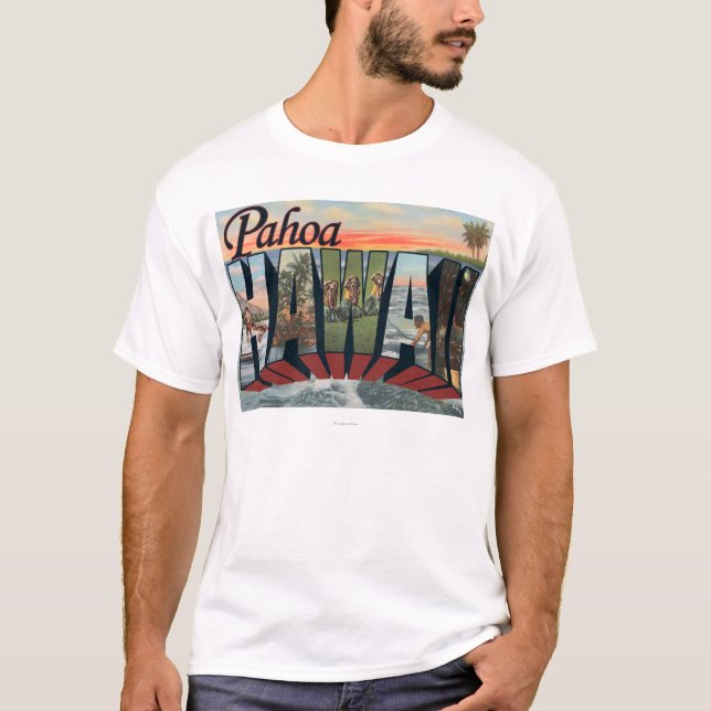 T-shirt Pahoa, lettre ScenesPahoa, HI de HawaiiLarge (Devant)