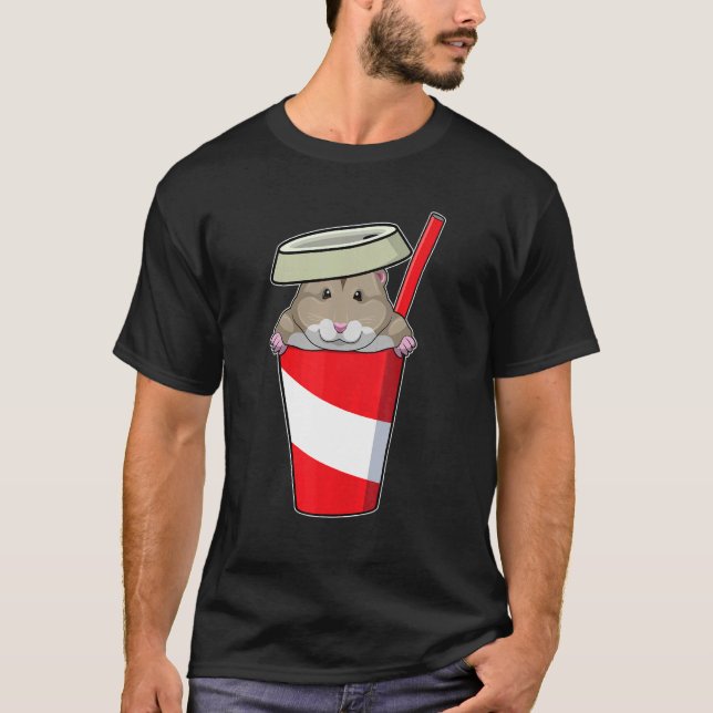 T-shirt Paille de la Coupe de boisson Hamster (Devant)
