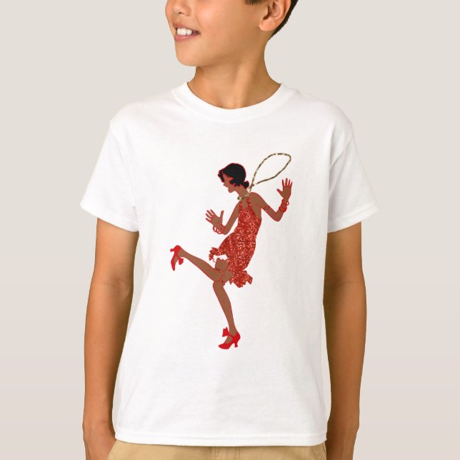 T-shirt paillette noire rouge (Devant)