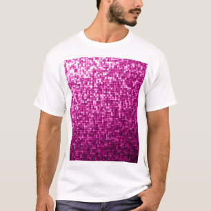 T-shirt Paillettes roses, argent, paillettes noires